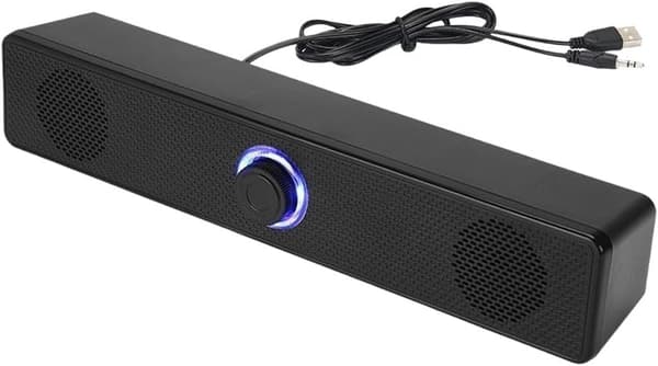 Høyttaler - USB-lydplanke - Kablet kontroller - For datamaskin - Stereolyd - For arbeid og lek - Ikke-Bluetooth - Svart - Lang format - 1 enhet
