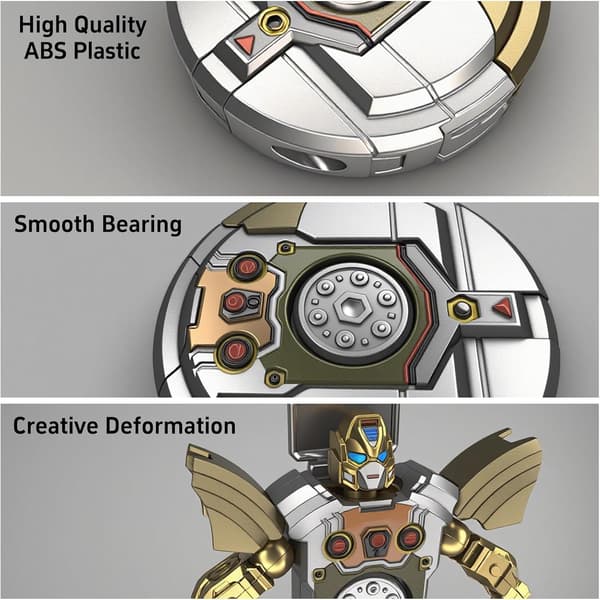 3 STK. Transformerbare Fidget Spinners til Børnefest, Deformerbare Robot Spinner Fidget Legetøj, Fingerspids Gyroer Stressaflastende Sensorisk