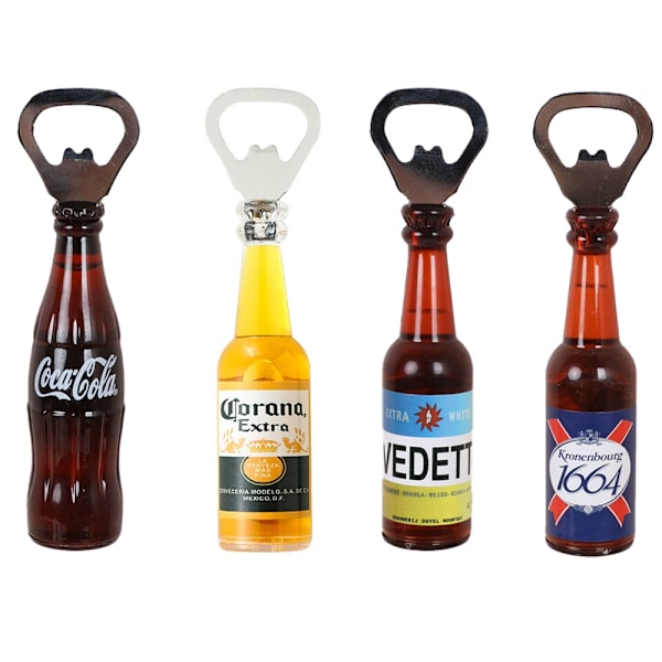 4-pack Flasköppnare Kylskåpsmagnet Öl Cola Flaskform