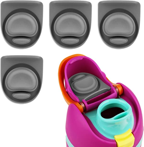 4-pack vattenflaskproppar silikonproppar topplock kompatibla med Owala FreeSip flaskmunstycksproppar tillbehör för 19/24/32/40 oz grå