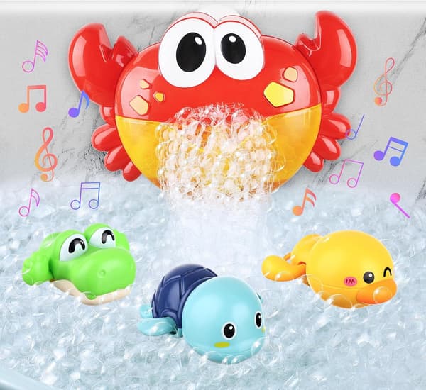 Musikaliska krabba badbubbel leksaker, poolleksaker, badkar dusch vattenleksaker