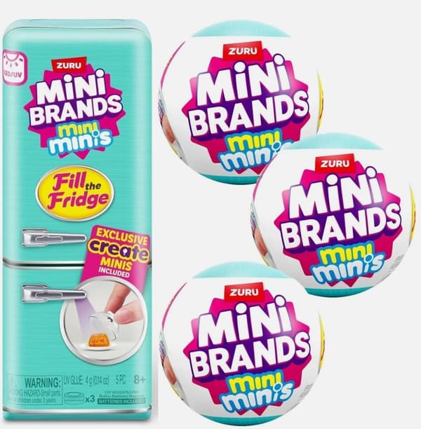 Minikylskåp + 3 kapslar, Fyll kylskåpet-set, Mini Brands