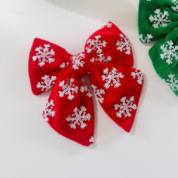 Hårklämma för damer - Röd glitterrosett med strass, festlig håraccessoar för julfester (1-pack) red