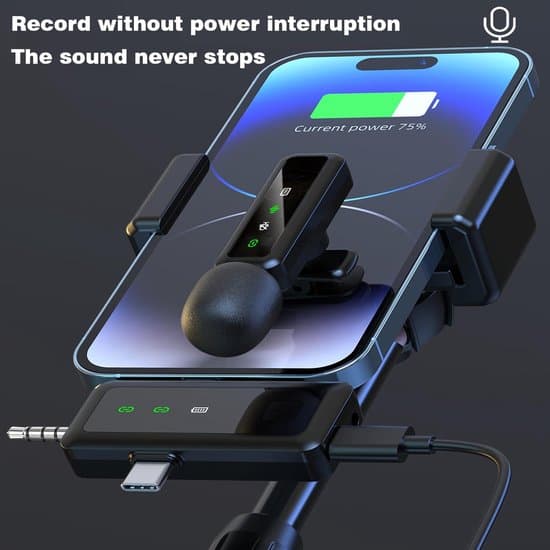 Trådløs Lavalier Mikrofon - 3-i-1 Mikrofon - Mini Lavalier Mikrofon med Demp/Romklang/Støyreduserende Funksjon - Egnet for iOS, Android-telefoner