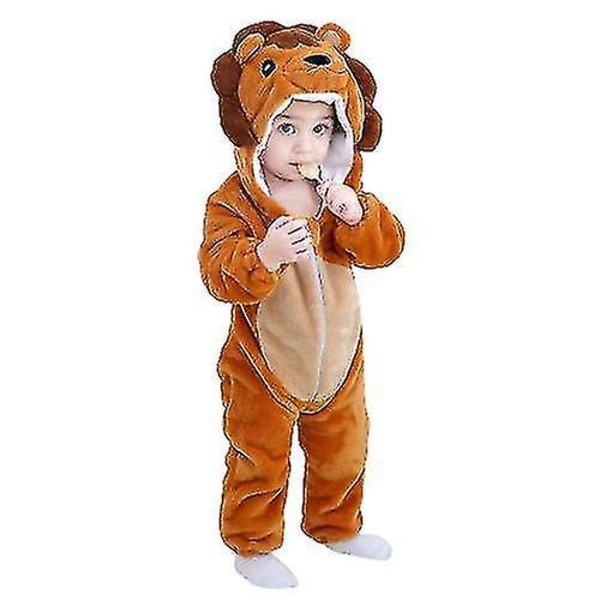 Djurdräkt Vinter Höst Flanell Jumpsuit med huva lion 90cm c984 lion