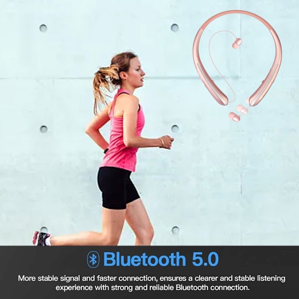 Bluetooth-hörlurar med nackband, infällbara öronsnäckor för kabelhantering, uppgraderad trådlös nackbandsdesign, lämplig för träning, löpning och bilkörning