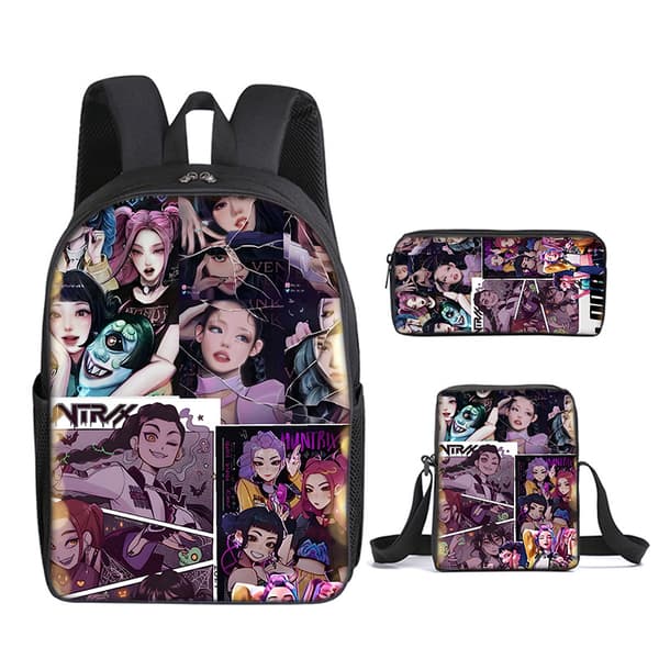 K-Pop Demon Hunters 3-piece set - elementary school backpack, shoulder bag and pencil case