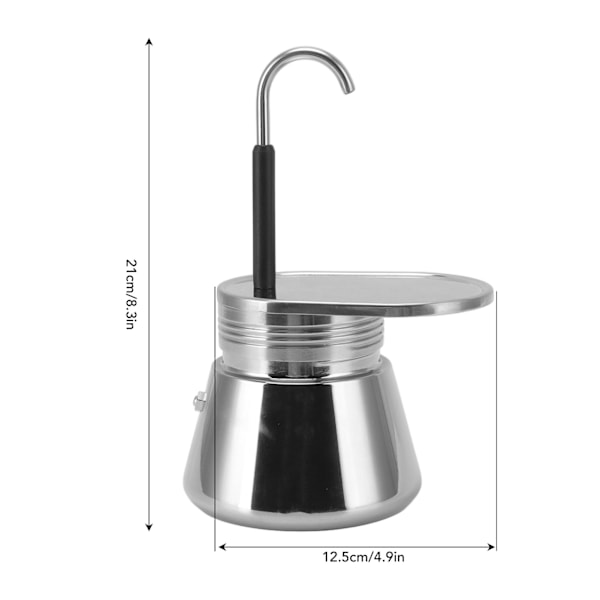 Moka-kahvinkeitin, ruostumaton teräs, italialainen tyyppi, tee-se-itse, suuri kapasiteetti, kevyt, kannettava