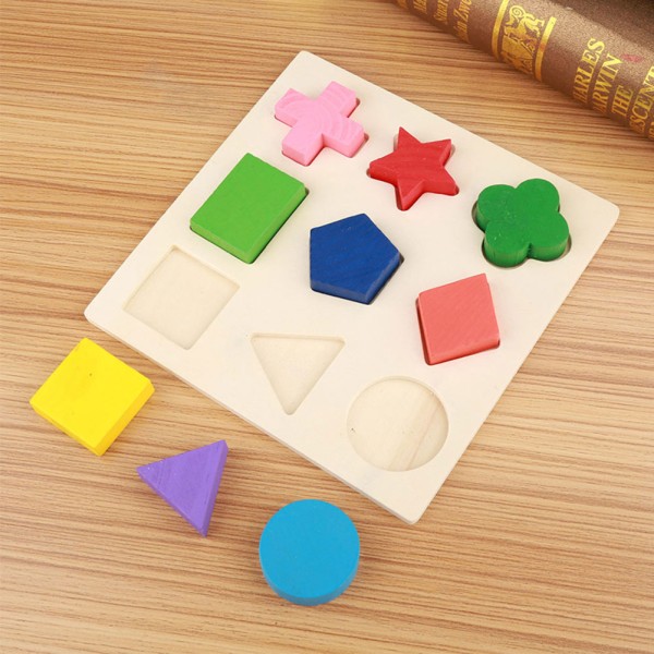 Barn Pedagogisk Träleksak Set Geometrisk Block Byggpussel Baby Tidig Inlärningsverktyg (#1)