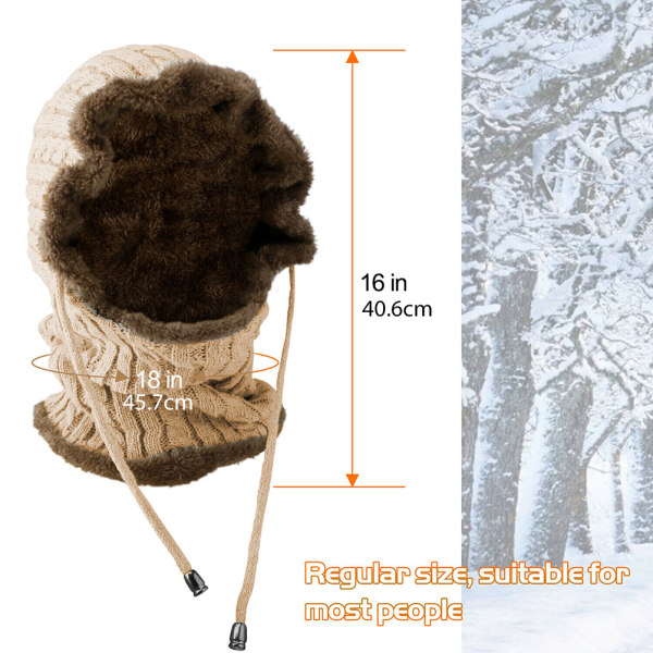 Vinter varm stickad balaclava mössa unisex plyschfodrad skidåkning öronlapp huva halsduk utomhus stickad varm mössa