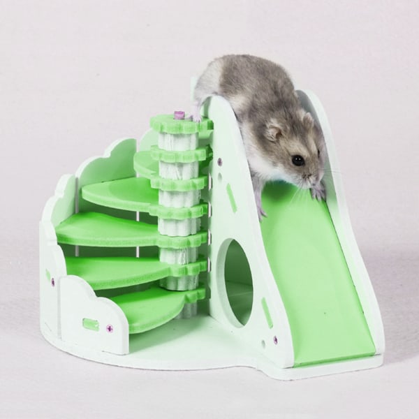 Färgglad hamster sovhus ekologisk bräda med rund rutschkana