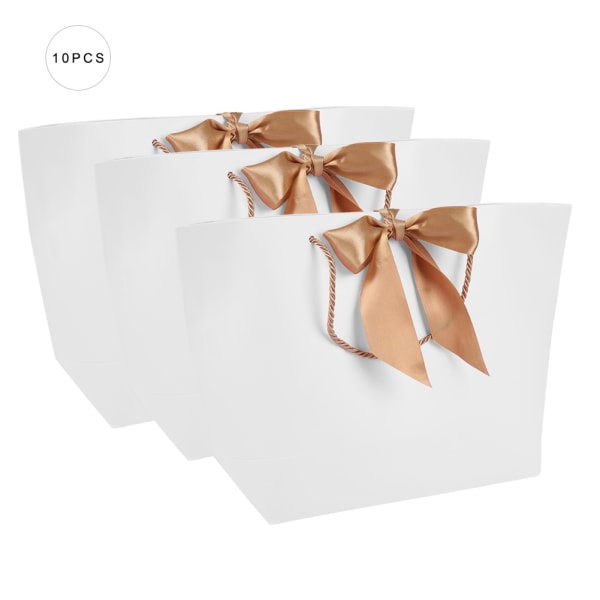 10pcs lot Gift Paper Bags With Handle for Clothes Shopping Makeup Packaging Food(21*7*15cm)