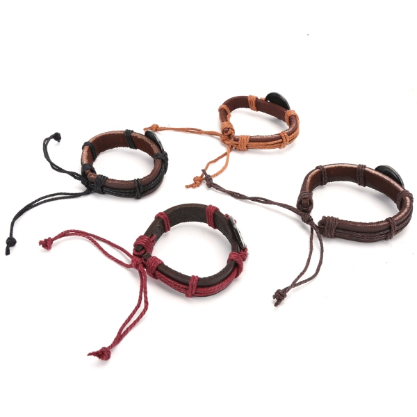 2 stk Wrap PU læder cirkelarmbånd unisex par flettet metal Yin Yang armbånd