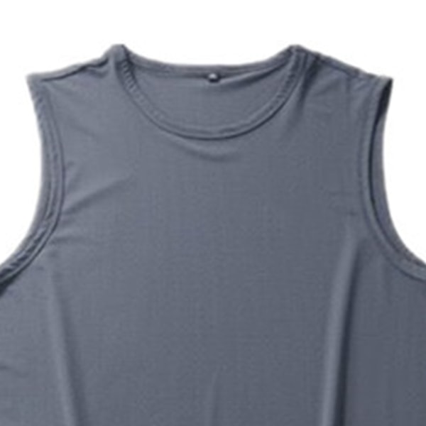 Mænd Tank Top Køling Ærmeløs Træning Vest Hurtigtørrende til Hjemmetræning Sport Grå 2XL