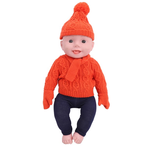 Dukkeklær Genser Bukser Hatter Skjerf Hansker Dukketilbehør for 18 tommers Baby DollQ18-789 Oransje for 43 cm Dukke