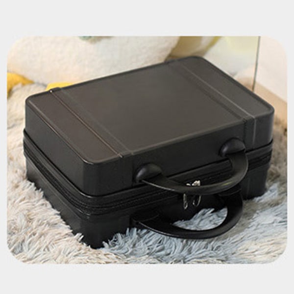 Litet handbagage hårt skal Portabelt moderiktigt bekvämt handtag Sminkväska för resor Business Svart 14in