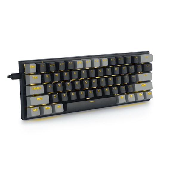 Kompakt Gamingtangentbord, enfärgat bakgrundsbelyst mekaniskt tangentbord för gamers, 60% litet tangentbord med röda brytare, ren gul bakgrundsbelysning, ergonomiskt
