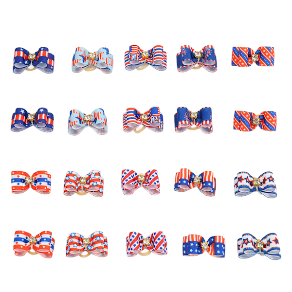 Amerikansk flaggmönster för husdjurshårstyling, patriotiska små hundhårrosetter högkvalitativt band enkel fastsättning för självständighetsdagsfester och vardag