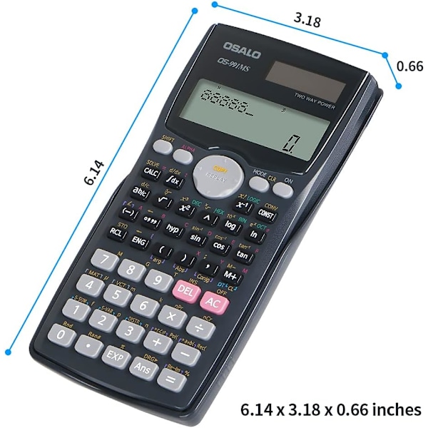 Högprecisionsvetenskaplig räknare, med 401 funktioner och 2-radig LCD-skärm för komplexa talberäkningar, ingenjörsnotation och mer,