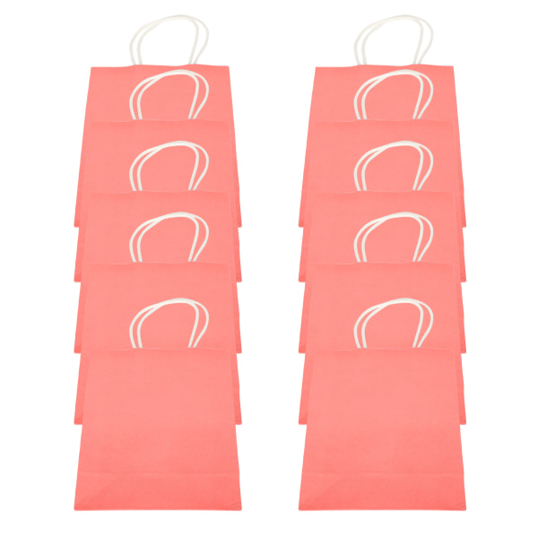 10 kpl Kannettava voimapaperikassipakkaus lahjakassitarvike ostoksille syntymäpäiväjuhliin 15 x 8 x 21 cm vaaleanpunainen