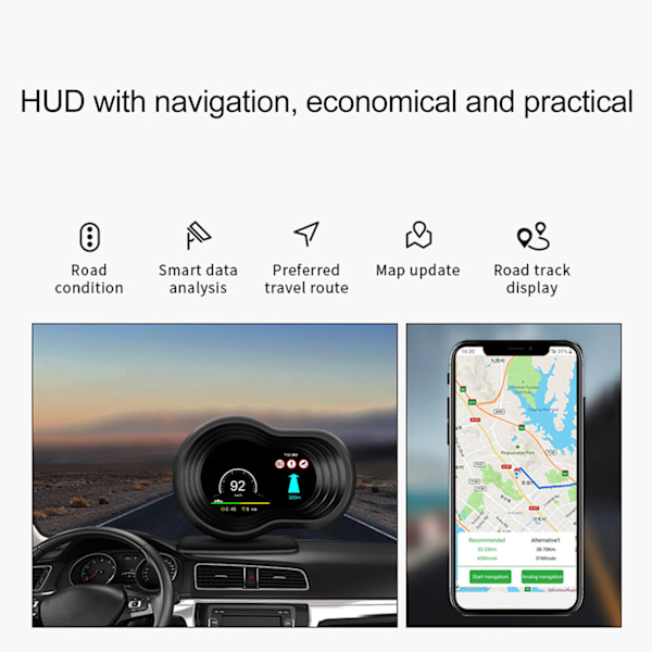 Universal Head Up LCD-display OBD2+GPS Auto HUD-monitor Multifunktionell Projektor