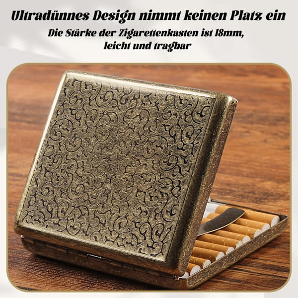 Cigarettetui 20 Cigaretter, Klassiskt Metall-Cigarettetui, bärbar Cigarettbox av Metall, Retro cigarettetui Legering Cigarettbox, rymmer