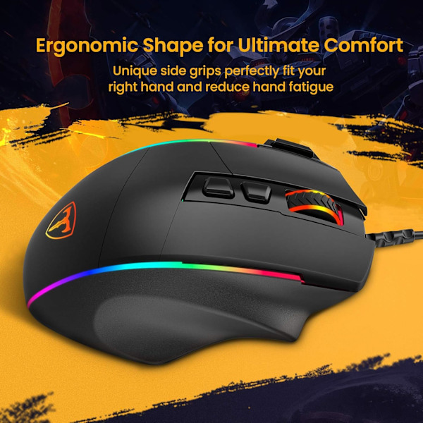 Ergonomisk Gamingmus med Uppladdningsbart Batteri, Programmerbara Knappar för Anpassningsbart Spelande, Bred Kompatibilitet Säkerställer Sömlös Användning