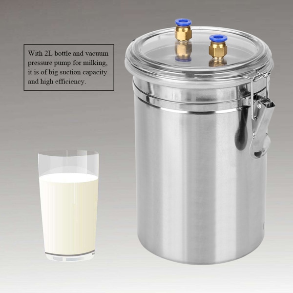2L elektrisk mjölkningsmaskin Bärbar mjölkningsmaskin i rostfritt stål för får (EU-kontakt 110-240V)
