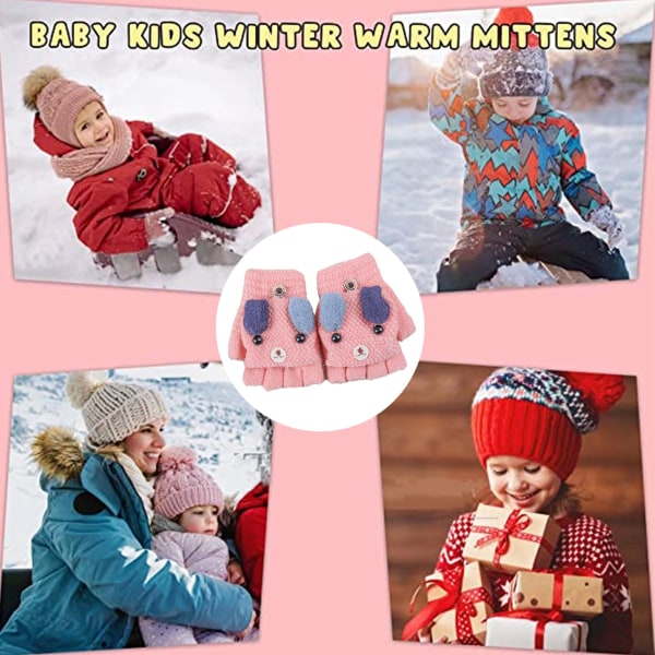 Tegneserie konvertible flip top hansker for småbarn barns vinter