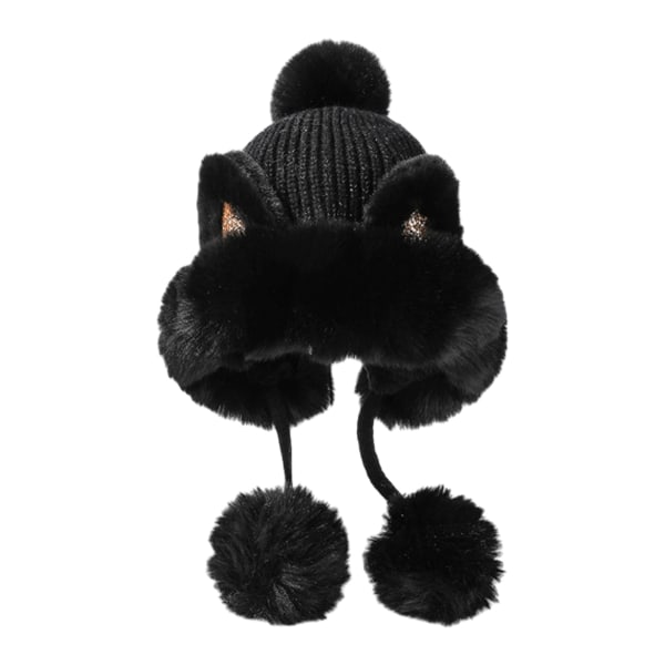 Vinter lue luer for kvinner Varm Strikk Skull Cap Bomber Hat med