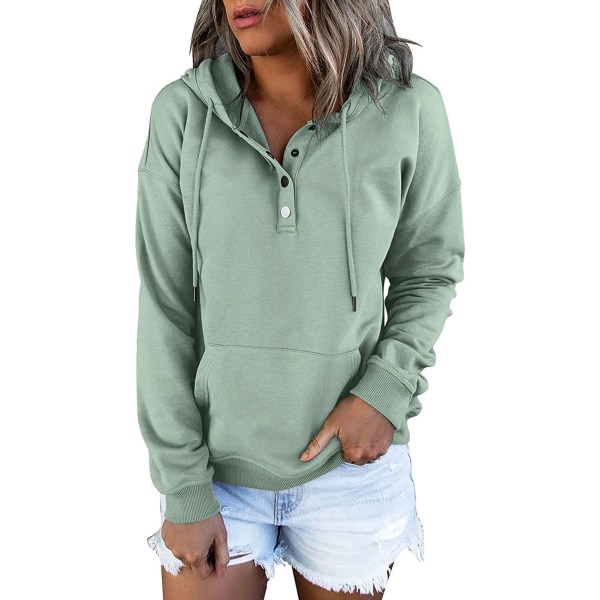 Dam Casual Hoodie Fashion Dragsko Långärmad Sweatshirt Lös Mångsidig Pullover Topp Mintgrön XXL