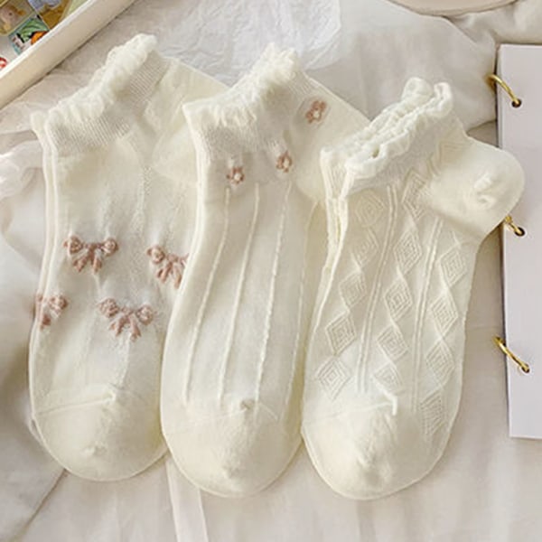 1 par lavtskjærte sokker hvite komfortable pustende elastiske sokker for sommer kvinner jente