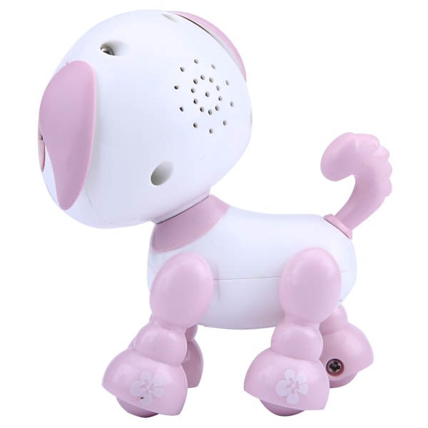 Robot Hunde Kjæledyr Leke Smart Kids Interactive Walking Sound Valp LED Record Pedagogisk gave (rosa)