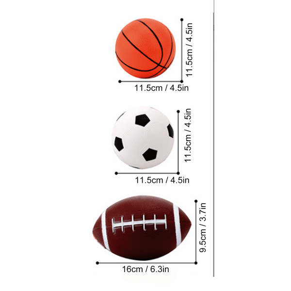 Barn Sport Bollar Set Kompakt Pedagogisk Konkurrenskraftig Rugbyboll Fotboll Basketboll Set för Småbarn Över 3 År Gamla