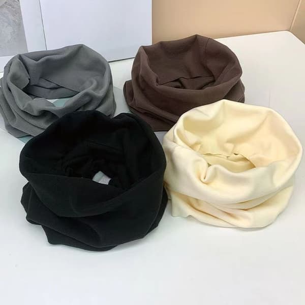 2 stk Tykke Fløjlshalsklæder til Mænd og Kvinder - Vindtætte, Varme, Ensfarvede, Elastisk Pasform, Maskinvaskbare, Perfekte til Efterårs- og Vintermode Coffee1+Beige1 One-size