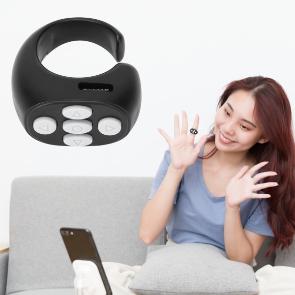 Bluetooth 5.3 Ring Fjernbetjening Sidevender Mobiltelefon Kamera Lukker Selfie Fjernbetjening til Videolæsning