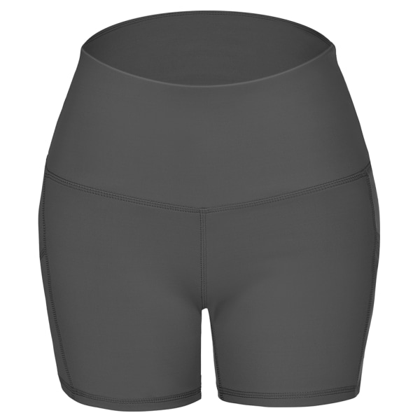 Damesportsbukser med høy midje, pustende shorts for yogaløping (grå M)