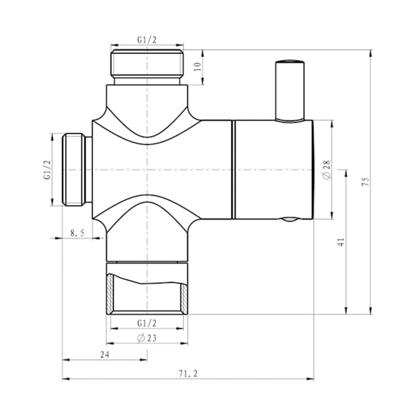 G1/2 Dusjhode Diverter Ventil Dusjarm Splitter for Hånddusj og Fast Spray Hode