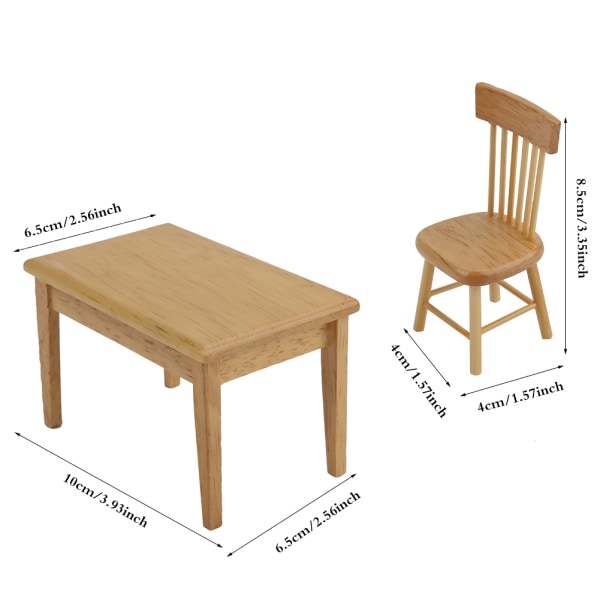 5 stk. Spisestuestole Model Sæt 1:12 Dukkehus Miniature Møbler Børnegave (Træfarve)