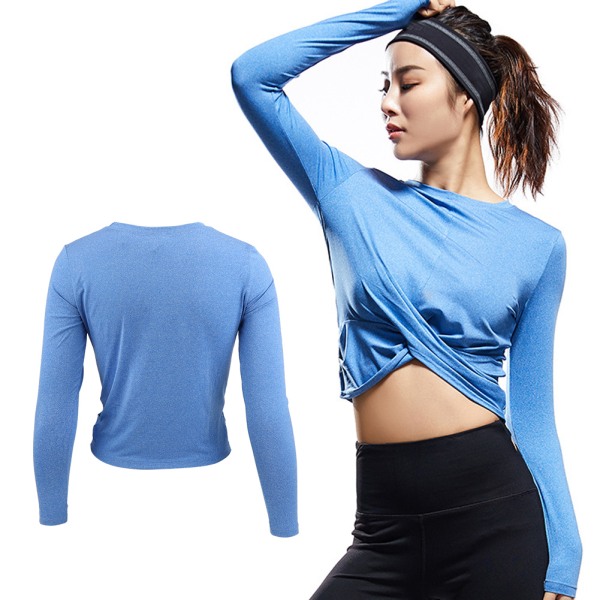 Kvinder Yoga Workout Sport Top Suit Gym Fitness Tøj Langærmet skjorteL