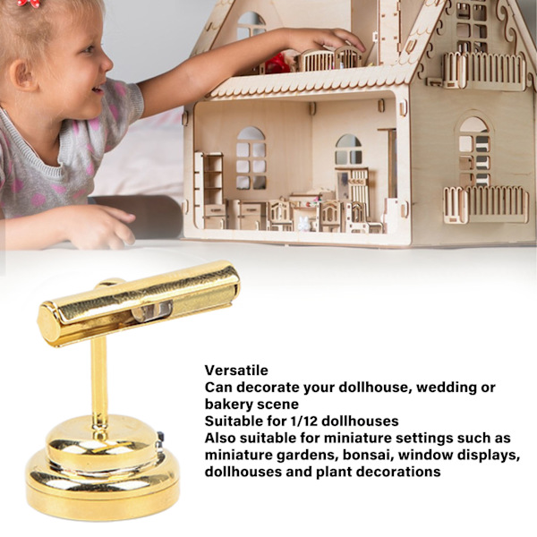Nukkekodin miniatyyri seinävalaisin Mini LED Nukkekodin seinävalaisin paristolla 1/12 Nukkekotihuonekalujen koristeluun Kulta