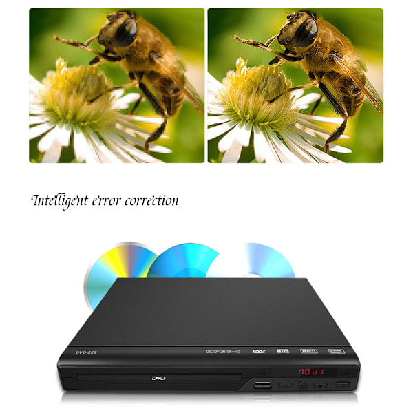 Multi-Region DVD-spelare med USB-mediauppspelning, högkvalitativ konstruktion, avancerade funktioner för sömlös visning