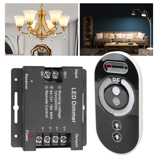 Trådlös LED-dimmer RF Touch LED-ljusstyrenhet Fjärrdimmer DC 12V 24V för LED-list