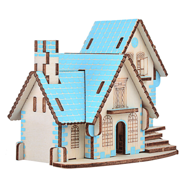 3D Puzzle Wooden Villa House Building Model Kid Child Jigsaw DIY Craft Educational Toys