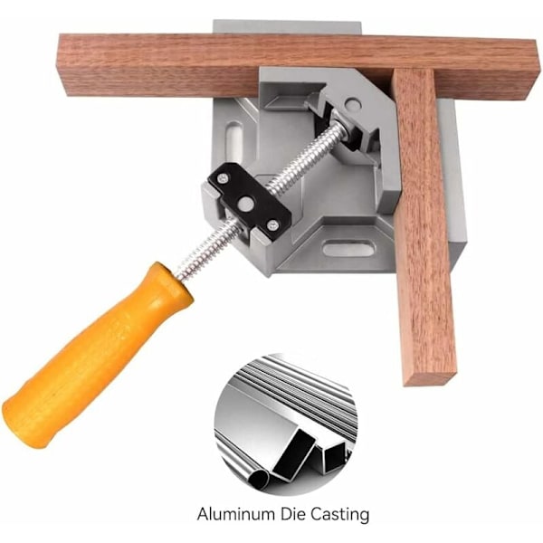 Rätvinkelklämma, Kraftig Hörnvinkelklämma i Aluminiumlegering, Sammanfogar Två Träblock i 90° Vinkel, Lämplig för Träbearbetning, Akvariefixering,