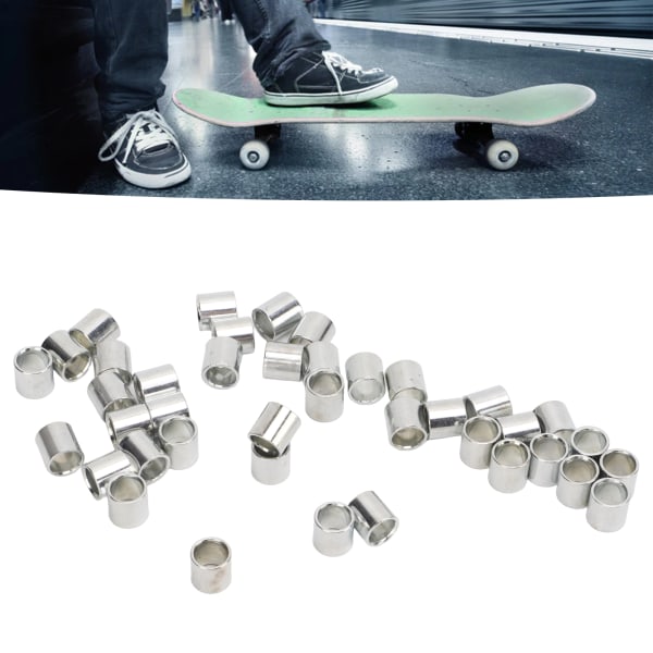 40pcs Bearing Spacers Skateboard Hardware Accessory for Longboards Skateboards Repair Rebuilding Silver