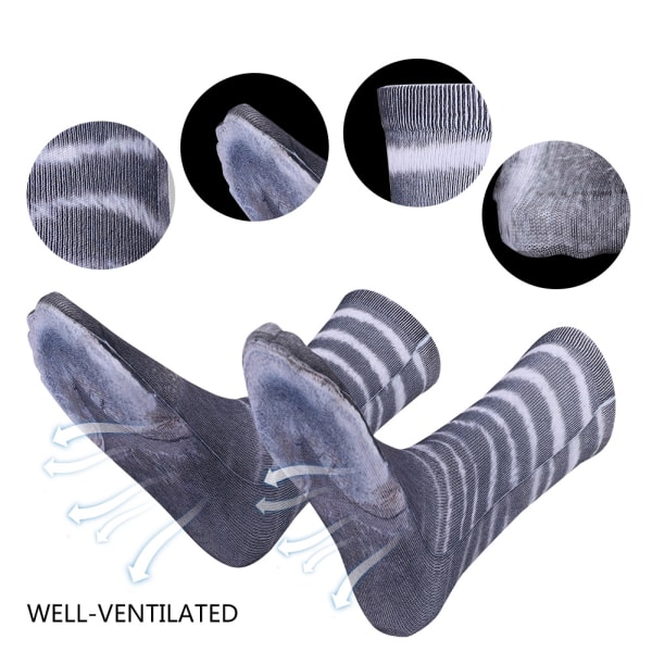 Unisex dyrepotemønster bomuldsstrømper fødder 3D-print fodelastiske strømpebukser (zebra til voksne)