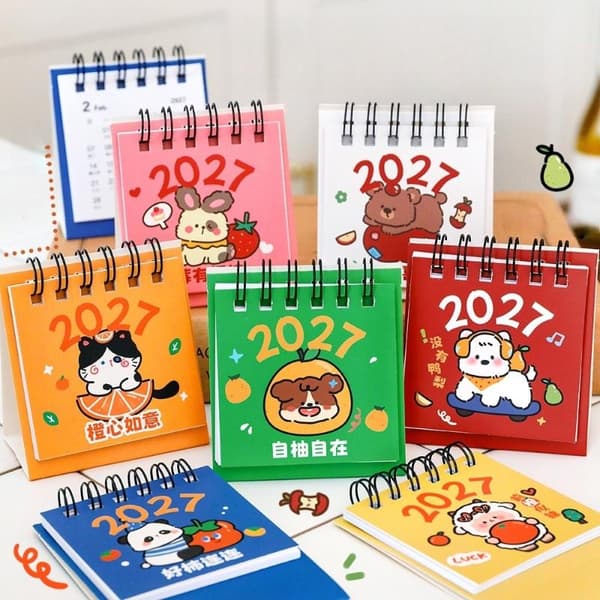 2027 Minimalistisk Stil Månedlig Skrivebordskalender Med Notesblok Til