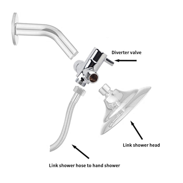 G1/2 Dusjhode Diverter Ventil Dusjarm Splitter for Hånddusj og Fast Spray Hode