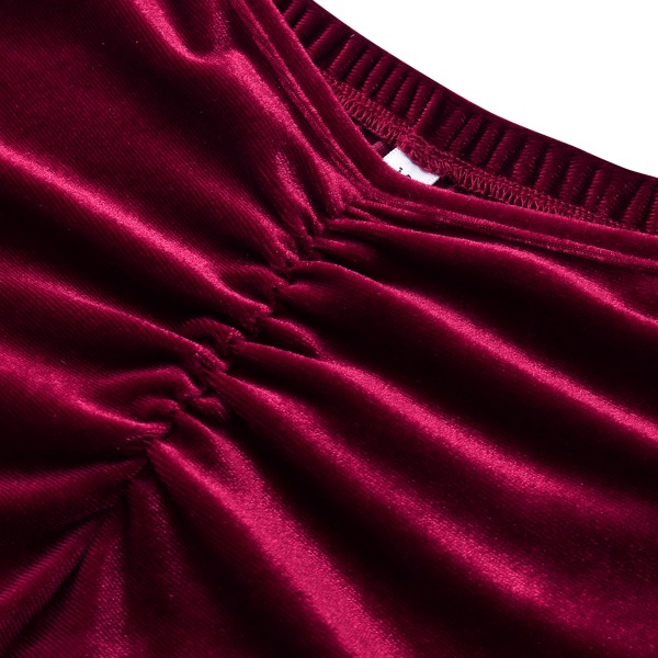 Lantern Long Sleeve Dress Square Neck Pleated Chest Backless Slim Fit Hip Wrap Dress for Date Party Work Wine Red L